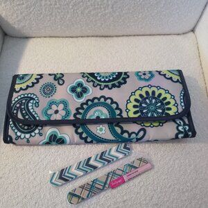 Retired Thirty-One Curling Flat Iron Case Teal Paisley Pattern